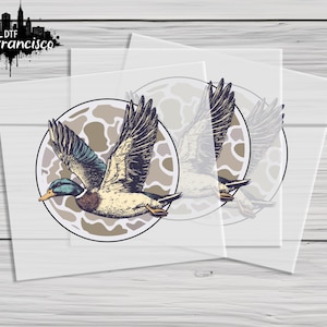 Camo Flying Mallard Duck Dtf Heat Transfer, Duck Hunting Sublimation, Camo Duck, Hunting Lovers Gift, Ready For Press,Duck Lovers Season Dtf