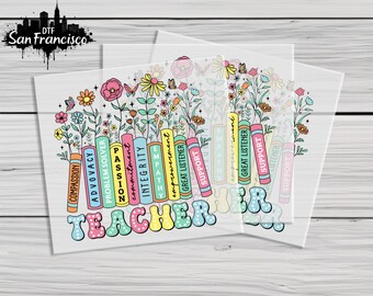 Teacher Dtf Heat Transfer, Teacher Vibes Ready For Press, Back To School Dtf Transfer, Preschool Teacher, School Teachers,Teacher Lover Gift