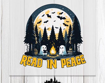 Read In Peace Halloween Camping Dtf Transfer, Hallowen Ready For Transfer, Ghost Iron On Decal, Halloween Librarian Heat Transfer, Ghost Dtf