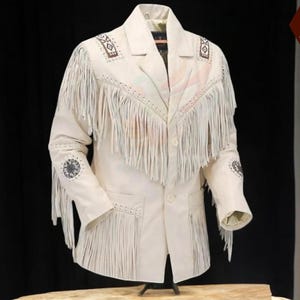 Vintage Western Fringe Leather Jacket: Cowhide Cowboy Coat
