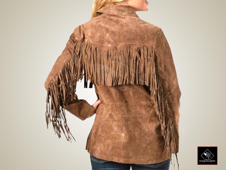 Western Jacket, Suede Jacket, Fringe Jacket, Leather Jacket, Women Jacket, Cowgirl Jacket, Vintage Jacket, Brown Jacket, Boho Jacket, Retro Jacket, Handmade Jacket, Women's Outerwear, Women's Fashion