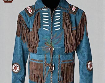 メンズ トラディショナル ウエスタン カウボーイ バックスキン レザー