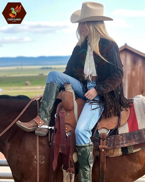 Vintage Brown Suede Fringe Jacket: Women's Western Style