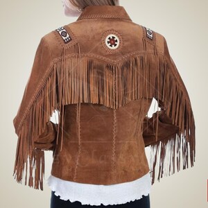 Western Jacket, Suede Jacket, Fringe Jacket, Leather Jacket, Women Jacket, Cowgirl Jacket, Vintage Jacket, Brown Jacket, Boho Jacket, Retro Jacket, Handmade Jacket, Women's Outerwear, Women's Fashion