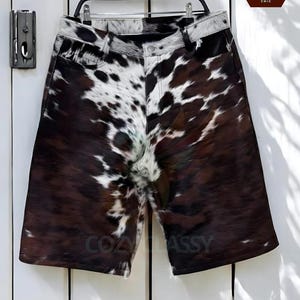 Cowhide Hair-On Hide Western Shorts: Handcrafted Leather Menswear