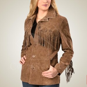 Western Jacket, Suede Jacket, Fringe Jacket, Leather Jacket, Women Jacket, Cowgirl Jacket, Vintage Jacket, Brown Jacket, Boho Jacket, Retro Jacket, Handmade Jacket, Women's Outerwear, Women's Fashion