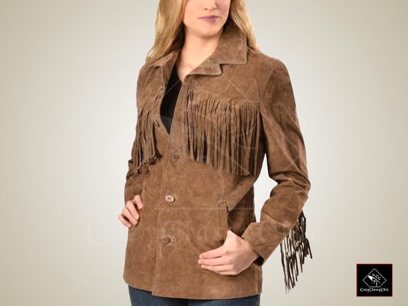 Western Jacket, Suede Jacket, Fringe Jacket, Leather Jacket, Women Jacket, Cowgirl Jacket, Vintage Jacket, Brown Jacket, Boho Jacket, Retro Jacket, Handmade Jacket, Women's Outerwear, Women's Fashion