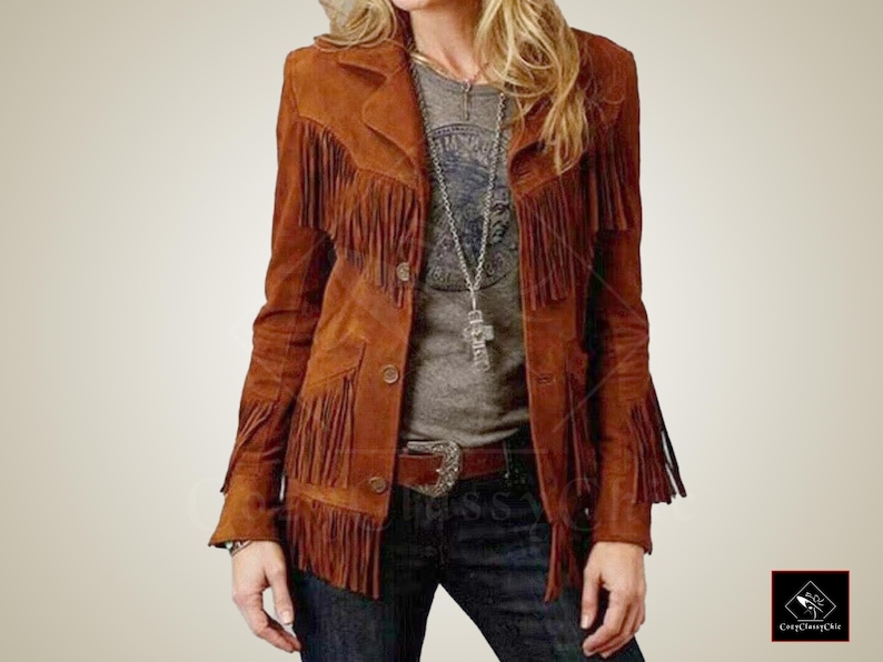 Western Jacket, Suede Jacket, Fringe Jacket, Leather Jacket, Women Jacket, Cowgirl Jacket, Vintage Jacket, Brown Jacket, Boho Jacket, Retro Jacket, Handmade Jacket, Women's Outerwear, Women's Fashion