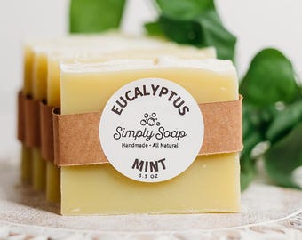 All Natural Lard Soap | Eucalyptus Mint | Simply Soap |Organic Lard |Forest Raised Pork Lard