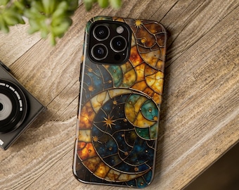 Faux Stained Glass Moon and Stars Phone Case