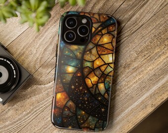Celestial Stained Glass Moon & Stars Phone Case