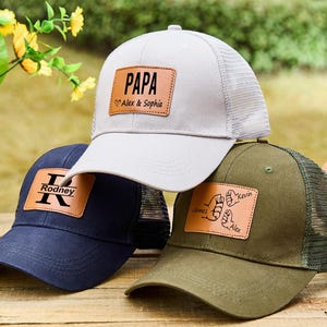 Personalized Dad Hat From Kids,Fathers Day Gift,Engraved Dad Hat With Leather Patch,Dad Baseball Hats,Custom Dad Cap, Dad Gift From Daughter
