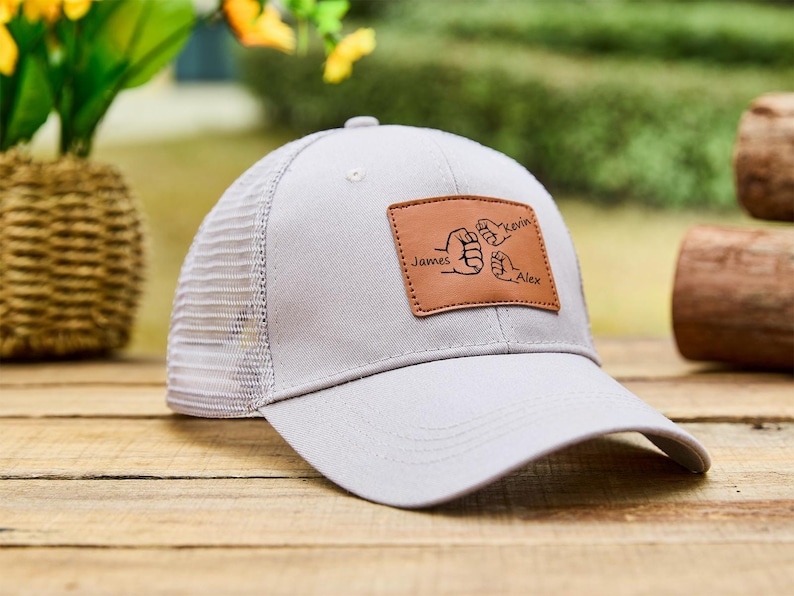 Personalized Dad Hat From Kids,Fathers Day Gift,Engraved Dad Hat With Leather Patch,Dad Baseball Hats,Custom Dad Cap, Dad Gift From Daughter image 3