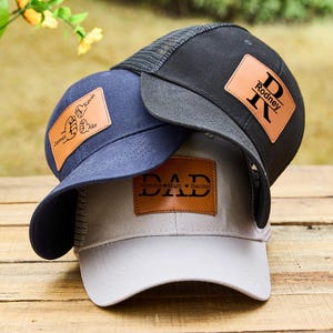 Personalized Dad Hat From Kids,Fathers Day Gift,Engraved Dad Hat With Leather Patch,Dad Baseball Hats,Custom Dad Cap, Dad Gift From Daughter image 6