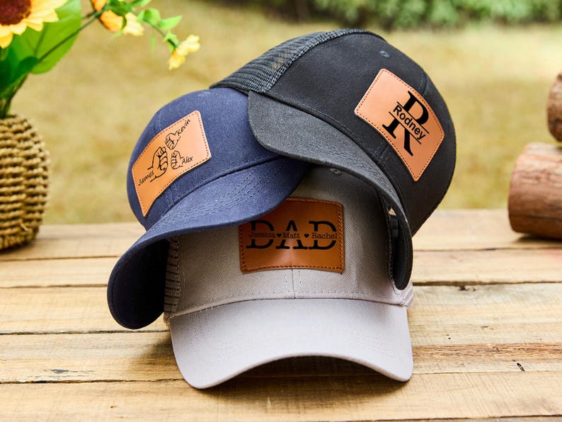 Personalized Dad Hat From Kids,Fathers Day Gift,Engraved Dad Hat With Leather Patch,Dad Baseball Hats,Custom Dad Cap, Dad Gift From Daughter image 6