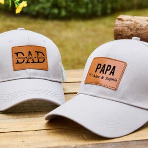 Personalized Dad Hat From Kids,Fathers Day Gift,Engraved Dad Hat With Leather Patch,Dad Baseball Hats,Custom Dad Cap, Dad Gift From Daughter image 2