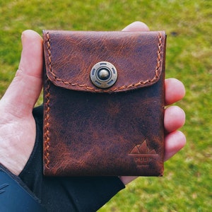 Porte-cartes en cuir fait main, portefeuille mince et minimaliste, portefeuille de poche marron vintage, porte-cartes en cuir unique, portefeuille compact élégant