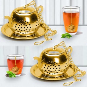 2PCS Stainless Steel Tea Infusers with Drip Tray – Fine Mesh Tea Strainers for Loose Leaf, Herbal, & Spice Brewing