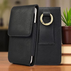 Vertical Leather Phone Belt Holster with Card Slots, Large Pouch Case Cover for iPhone Samsung, Belt Loop Protective Holder