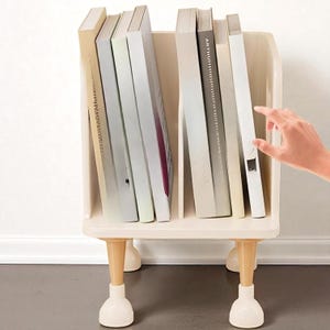 Modern Desktop Bookshelf Organizer | Cute Plastic Magazine Holder with Legs | Compact Display Shelf for Office & Study