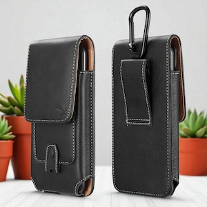 Large Belt Phone Holster Pouch Case for iPhone 11 12 13 14 15 16 Pro Max | Vertical Rugged Waist Clip Carry Case with Stylus Holder