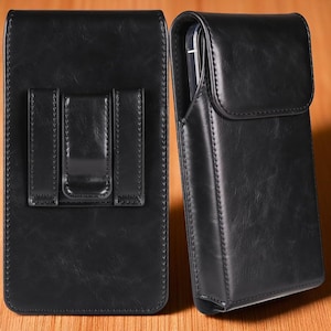 Genuine Leather Phone Holster with Belt Clip, Magnetic Closure Pouch for iPhone 16 15 14 Pro, Galaxy S25 S24 S23 S22, Gift for Men
