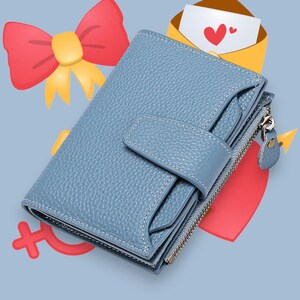 Cartera pequeña con bloqueo RFID para mujer: monedero plegable compacto de piel sintética con 14 ranuras para tarjetas y bolsillo con cremallera. ¡Un regalo para ella!