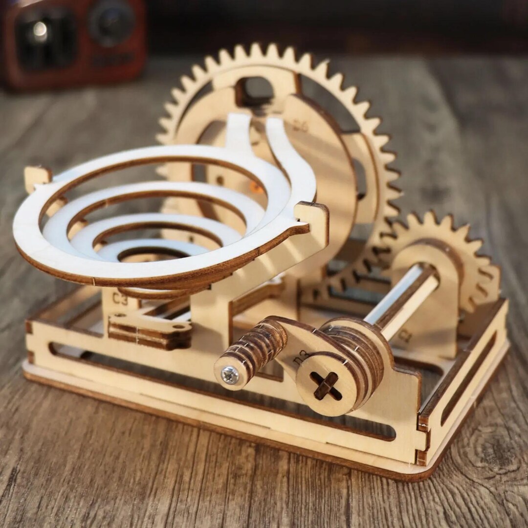 Spiral Marble Run 3D Wooden Puzzle DIY Mechanical Model Building Kit ...