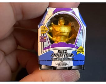 Buzz Lightyear Minifigurer i guld, märken, Disney Store, Toy Story, sällsynt