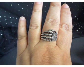 Skeleton Ring Size 10.5, Silver Tone Gothic Statement Ring