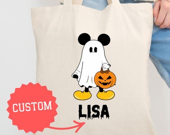 Custom Disney Halloween Tote Bag Matching Mickey and Friends Tote Bag Halloween Trick or Treat Tote Bag Family Halloween Disney Tote Bag