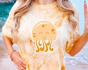 Camisa Medusa Comfort Colors®, Camisa Amante del Océano, Camisa Playera, Camisa de Verano, Camisas de Playa, Regalo para Mujer, Camisa Boho, Camisa Colorblast