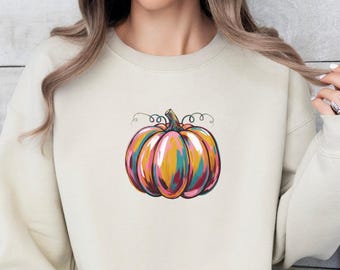 Watercolor Pumpkin Sweatshirt Colorful Pumpkin Shirt Watercolor Pumpkins Halloween Sweatshirt Autumn Shirt Gift For Halloween Hoodie