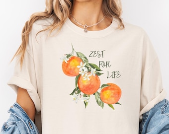 Comfort Colors® Vintage Orange T-Shirt Pastel Drawing Oranges Shirt Retro Fruit Graphic Tee Retro Fruit Graphic Tee Summer Vacation Shirt