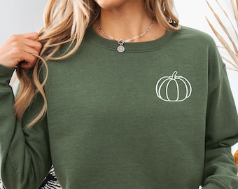 Pumpkin Outline Sweatshirt Cute Fall Sweatshirt for Her Thanksgiving Gift Halloween Sweatshirts For Women Fall Gifts Autumn Sweatshirt