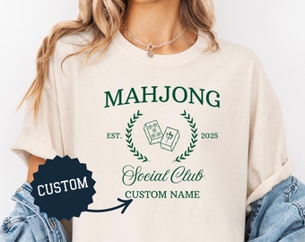Comfort Colors® Custom Mahjong Social Club Shirt Filipina Mom Dad Tee Mahjong Gift Personalized Mahjong Hoodie Gift Mahjong Social Club Tee
