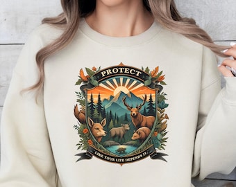 Sudadera con el lema "Respeta a los lugareños", camiseta moderna con diseño de peces, estilo inspirado en el océano, sudadera con el lema "Salva el planeta", "Granola Girl", amante de la naturaleza y el medio ambiente.