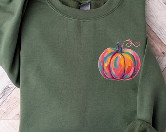 Watercolor Pumpkin Sweatshirt Colorful Pumpkin Shirt Watercolor Pumpkins Halloween Sweatshirt Autumn Shirt Gift For Halloween Shirt for Her
