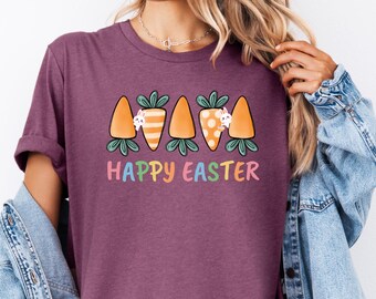 Easter Carrot Bunny Shirt for Her Easter Shirt Happy Easter Shirt Easter Tee Easter Day Shirt  Garden Easter Bunny Shirt Easter Bunny TShirt