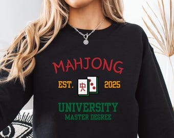 Mahjong University Master Degree Sweatshirt Funny Mahjong Sweater Gift for Mahjong Enthusiast Mahjong Shirt Gift for Mahjong Lover Mahjongg