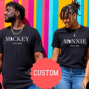 Custom Vintage Mickey and Minnie Couple Shirt Matching Disney Vintage Mickey Mouse Shirt Couple Disney Tee Mickey and Minnie Silhouette Tee