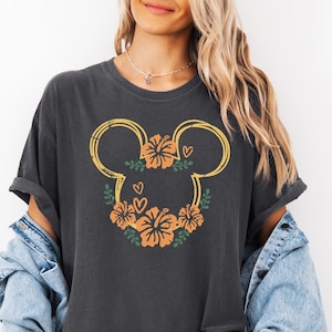 Comfort Colors® Disney Floral Mickey Head Shirt Custom Disney Minnie Shirt Minnie Head Shirt Disney Mickey Tee Hello Spring Disney Shirt