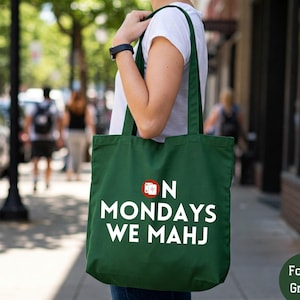 On Mondays We Mahj Tote Bag Gift for Mahjong Lover Filipina Mom Tote Reusable Canvas Shopping Bag Eco Friendly Tote Mahj Lover Tote