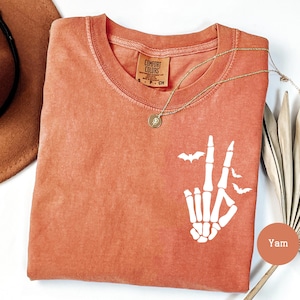 Comfort Colors® Skeleton Hand Shirt Skeleton Halloween Shirt for Her Womens Halloween Shirt Spooky Season Shirt Halloween Gift for Her