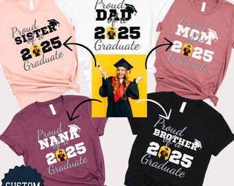 2025 Graduate Shirt with Your Custom Photo Family Matching Graduation Shirts Graduation Party Gift Senior 2025 Tee College Graduation Shirt