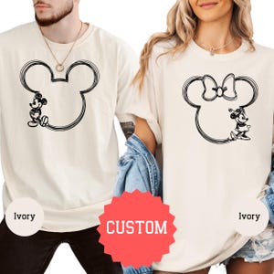 Comfort Colors® Vintage Mickey and Minnie Couple Shirt Custom Matching Disney Vintage Couple Disney Tee Mickey and Minnie Silhouette Tee