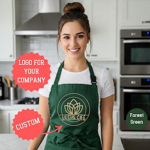 Personalized Logo Apron with Pockets Custom Logo Apron Restaurant Apron Chef Apron Custom Print Apron Custom Kitchen Apron Grill Apron