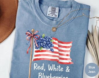 Comfort Colors® Red White & Blueberries T-Shirt Patriotic Memorial Tee Memorial Freedom Shirt Human Rights Shirt Freedom T-Shirt