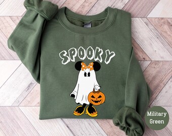 Disney Mickey and Minnie Ghost Sweatshirt Mickey Halloween Shirt Minnie Halloween Hoodie Retro Disney Halloween Sweater Halloween 2025 Tee
