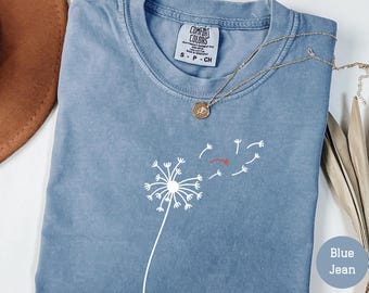 Camiseta con diseño de colibrí y diente de león de Comfort Colors®, minimalista, para amantes de la naturaleza, para mujer, para amantes de los animales